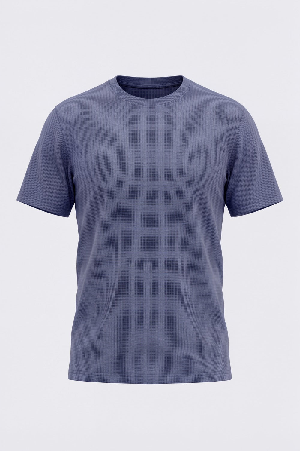 Mens Blue Solid Cotton Blend T-Shirt - Image 7