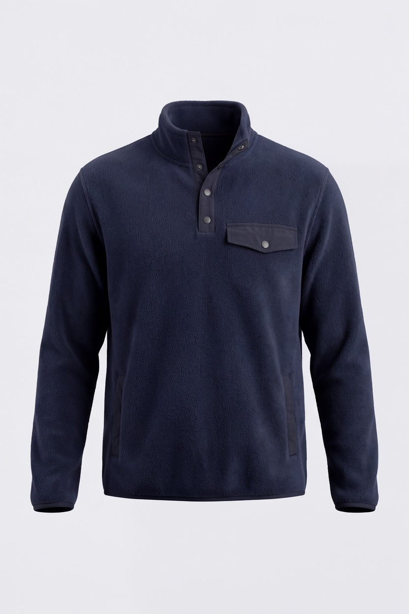 Mens Navy Textured High Neck Sweatshirt - Image 7