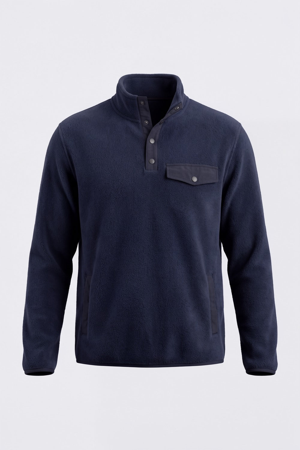 Mens Navy Textured High Neck Sweatshirt - Image 7