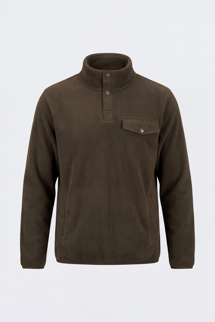 Mens Olive Textured High Neck Sweatshirt - Image 7