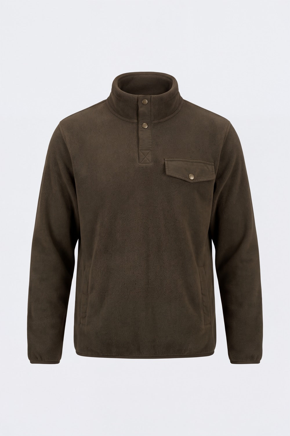 Mens Olive Textured High Neck Sweatshirt - Image 7