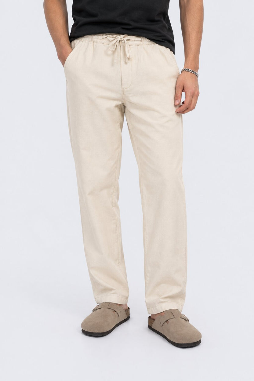 Mens Off White Relaxed Fit Drawstring Relaxed Fit Trouser - Image 2