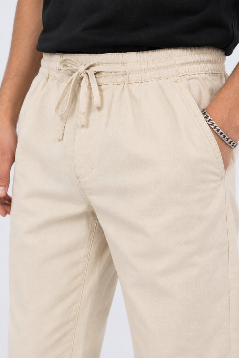 Mens Off White Relaxed Fit Drawstring Relaxed Fit Trouser - Image 9