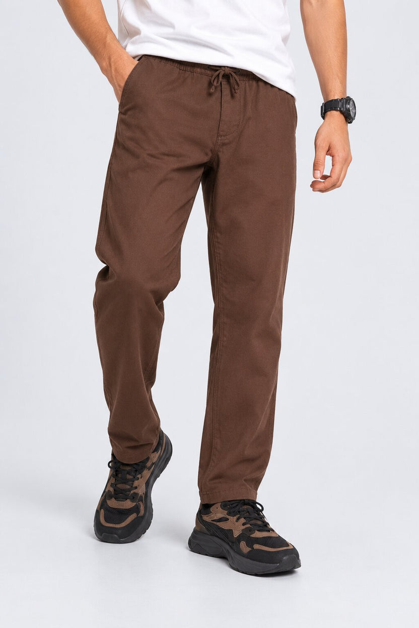 Mens Brown Relaxed Fit Drawstring Relaxed Fit Trouser - Image 2