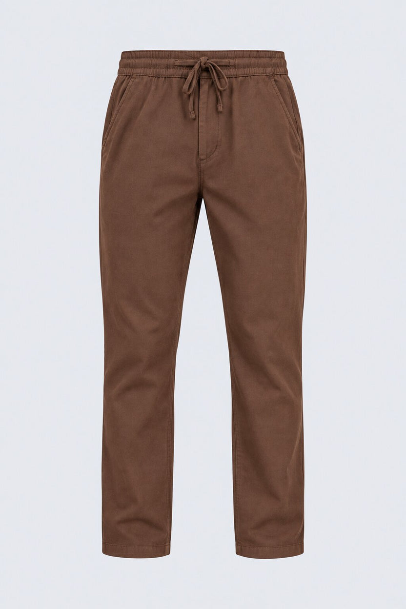 Mens Brown Relaxed Fit Drawstring Relaxed Fit Trouser - Image 7