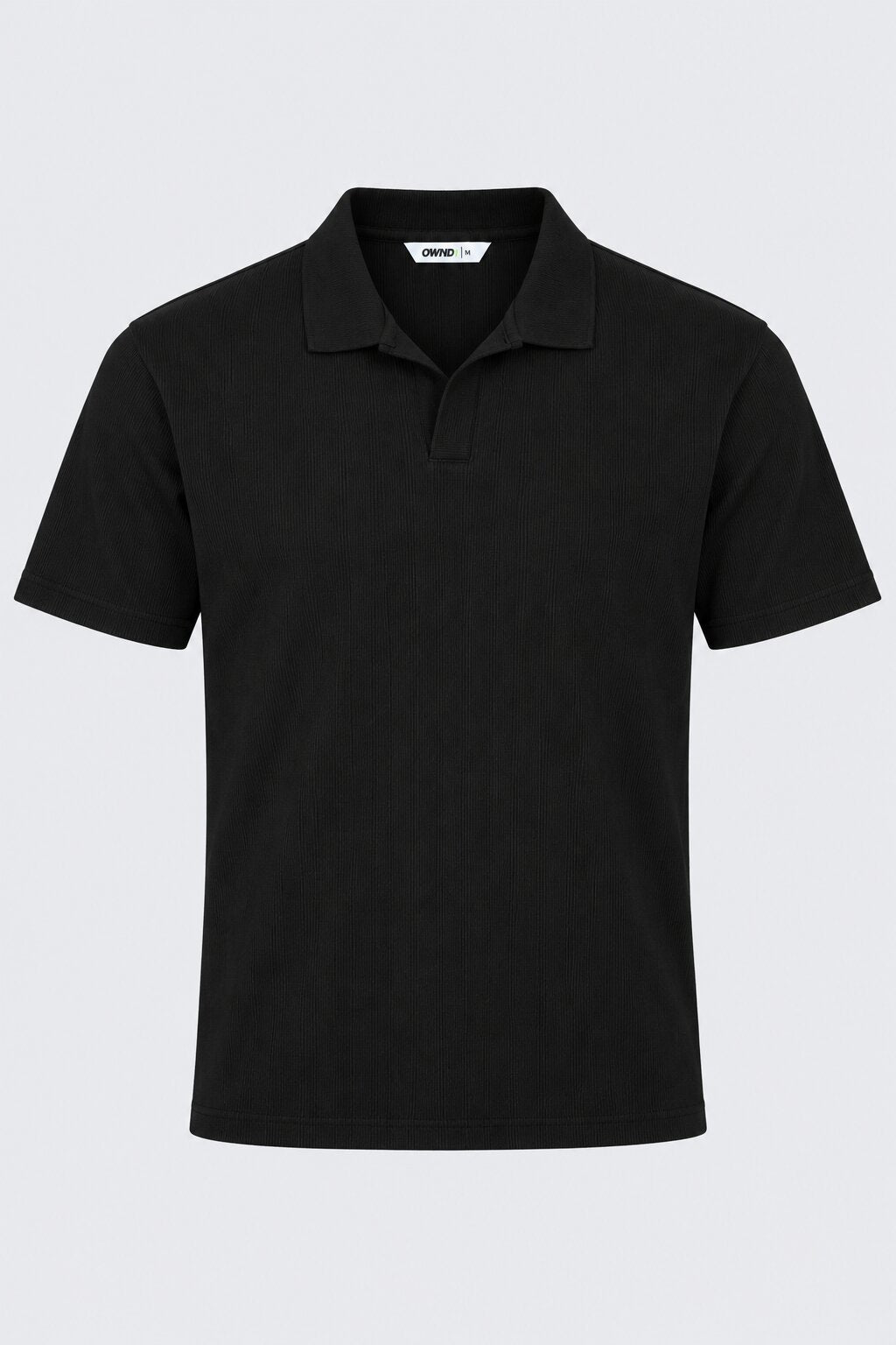 Mens Black Solid Textured Polo T-Shirt - Image 7