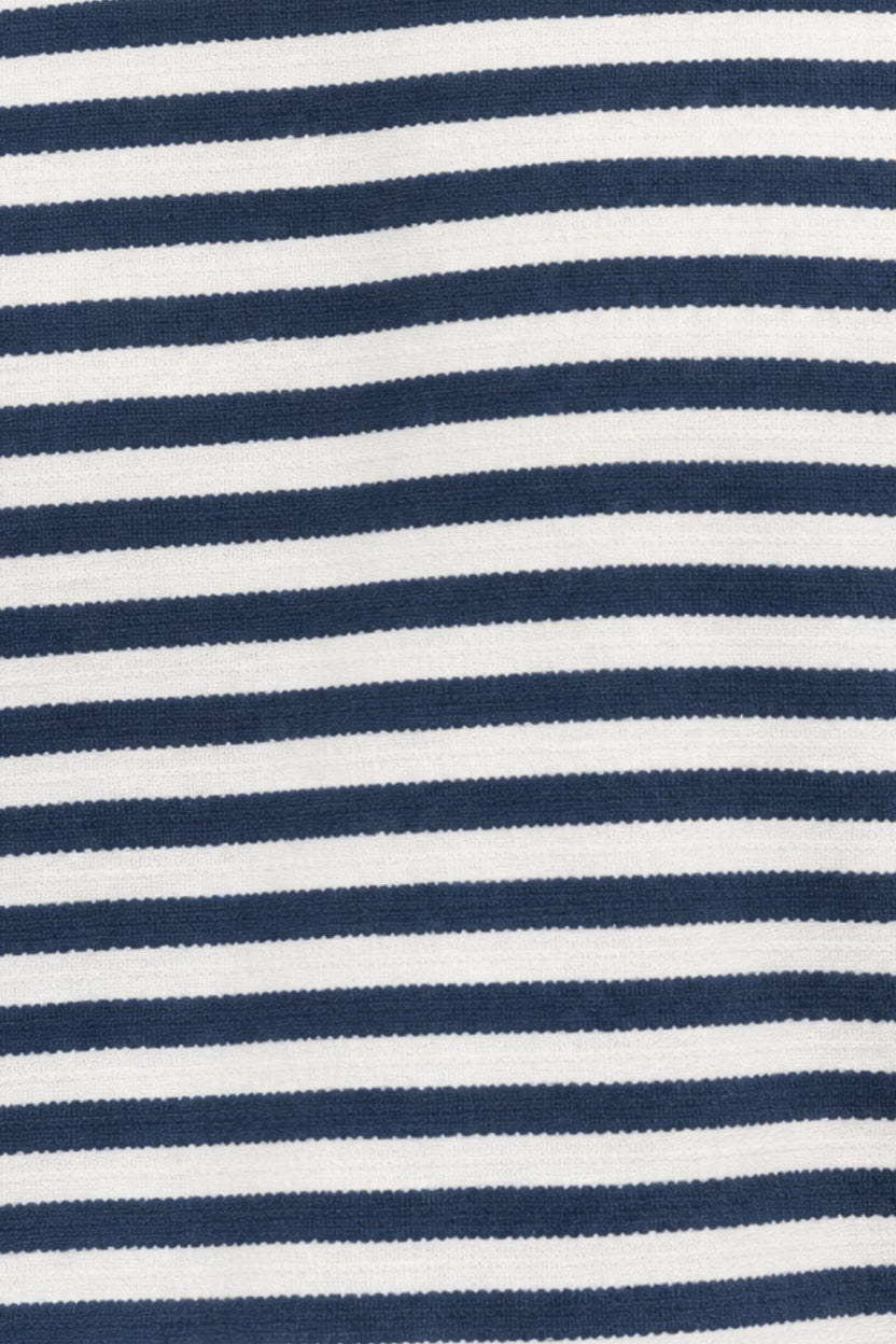 Mens Navy Striped Textured Crew Neck T-Shirt - Image 8