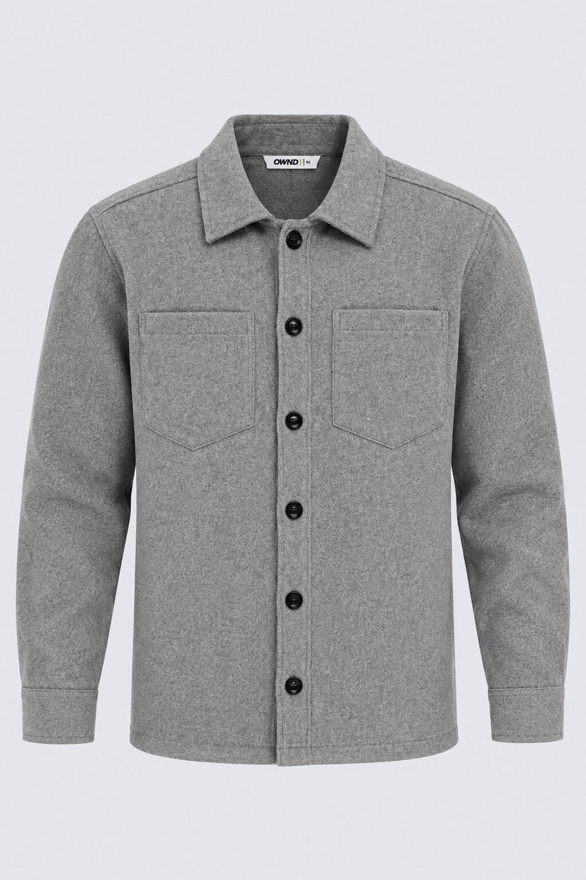 Mens Grey Textured Button Front Overshirt Shaket - Image 7