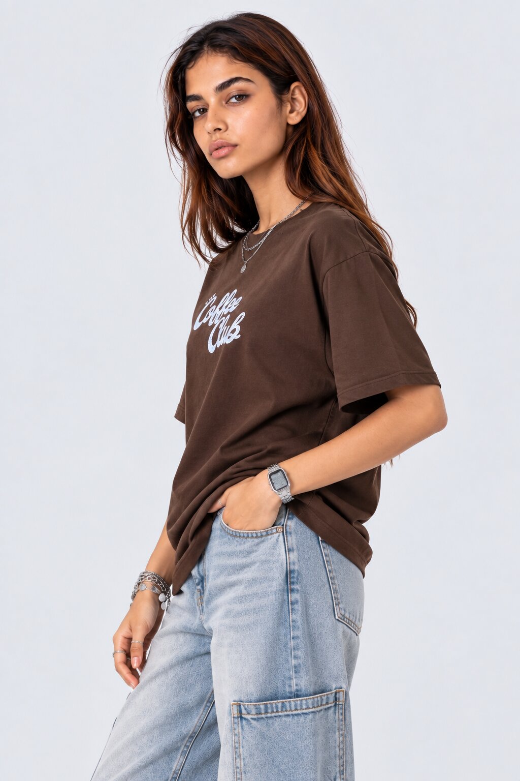 Womens Brown Relaxed Fit Typographic T-Shirt - Image 4