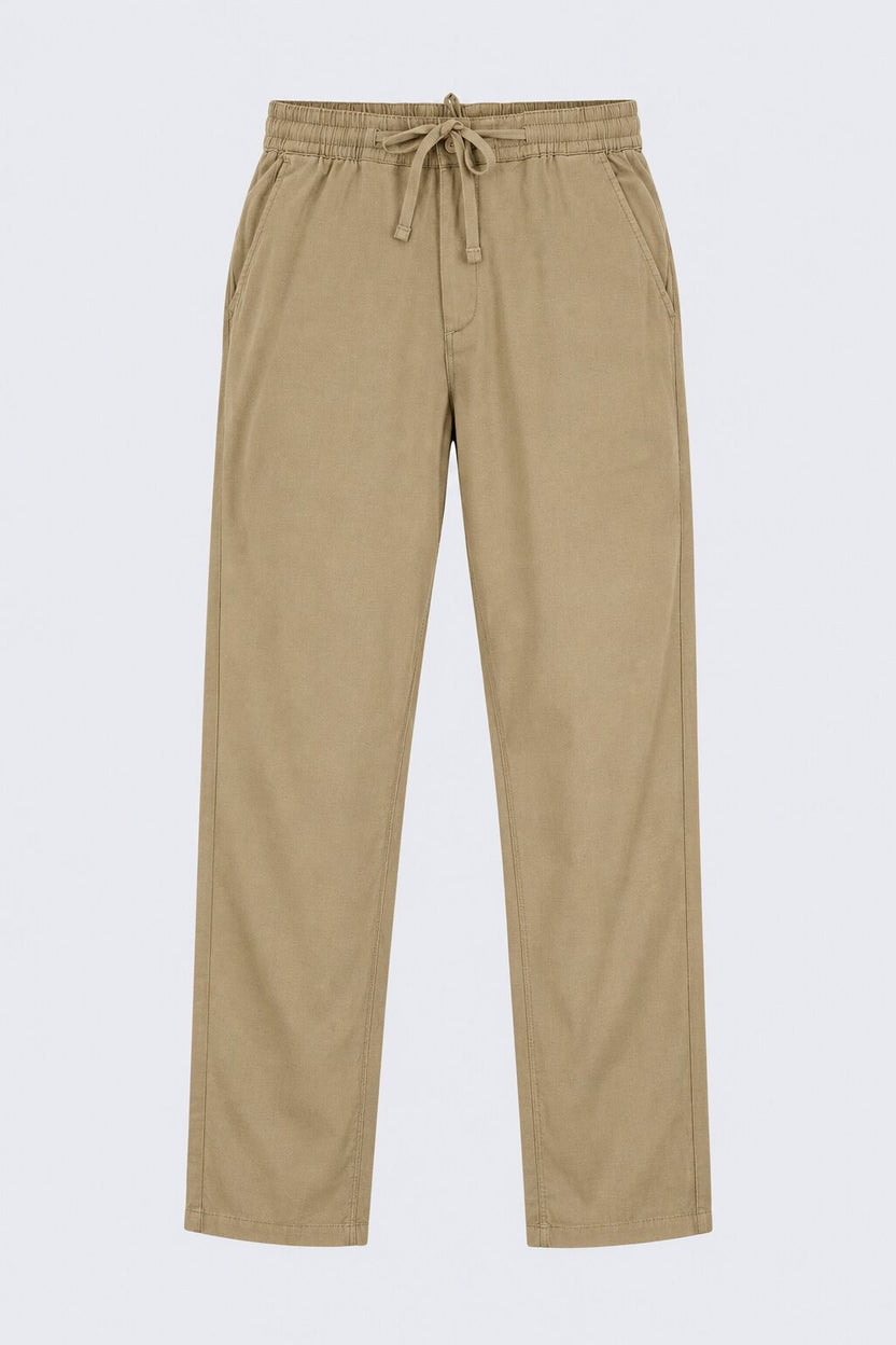 Mens Beige Relaxed Fit Drawstring Relaxed Fit Trouser - Image 7