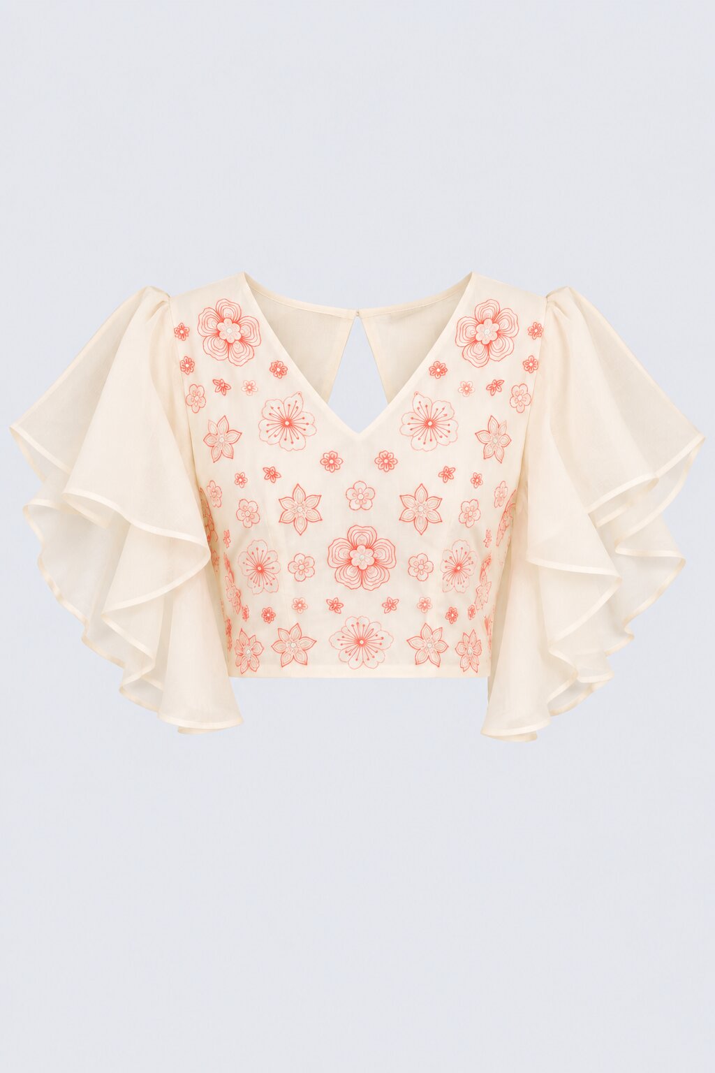 Off White Embroidered  Chanderi Festive Top - Image 6