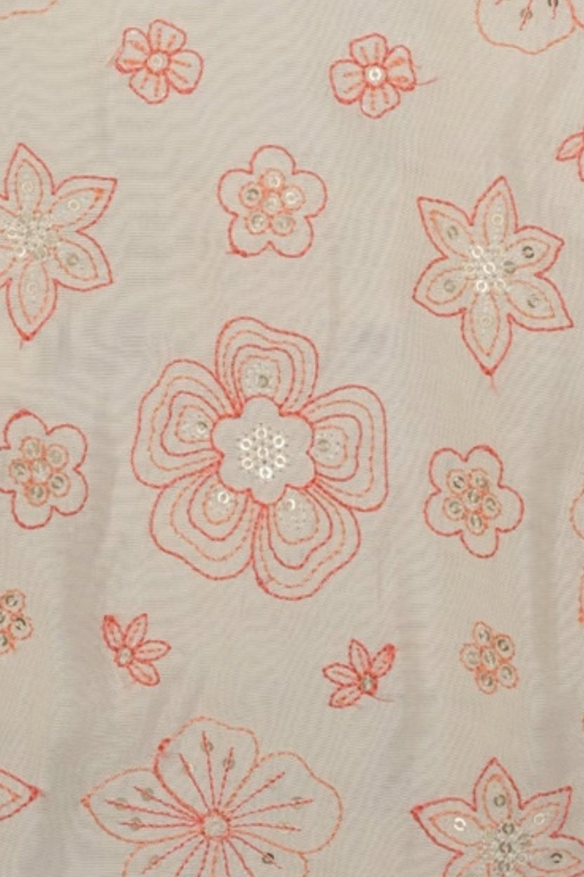 Off White Embroidered  Chanderi Festive Top - Image 7