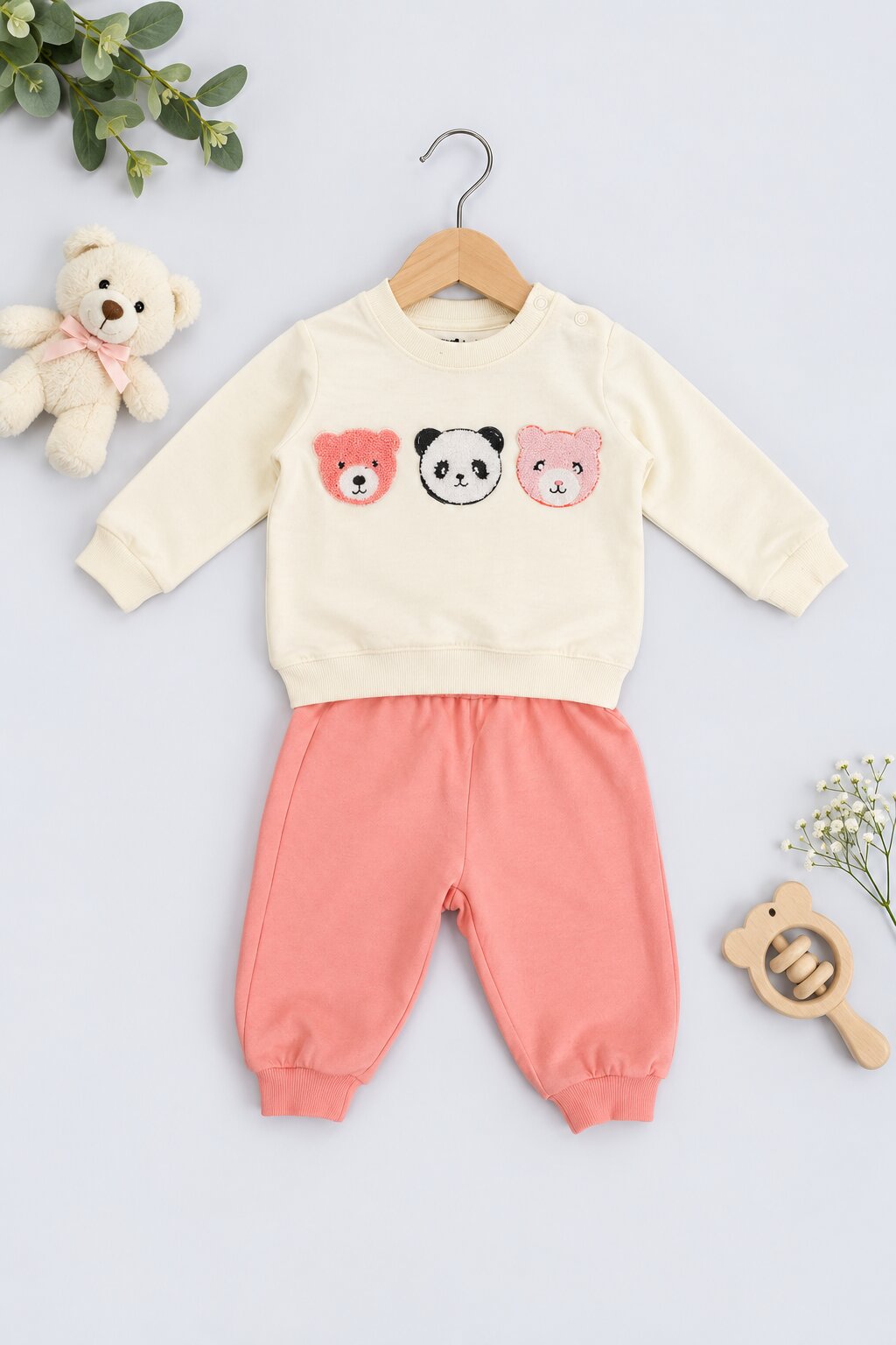 Off White Embroidered Cotton Co-ord Set - Image 1