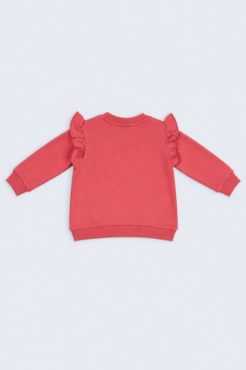 Red Graphic Printed Cotton  Infant Girls  Co-ord Set - Image 4