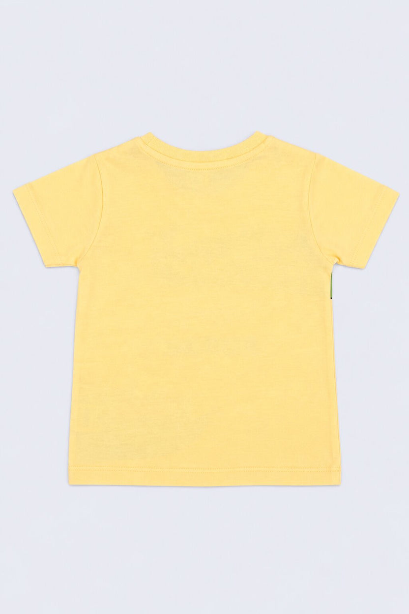 Yellow Graphic Printed Cotton  Boys  Co-ord Set - Image 4