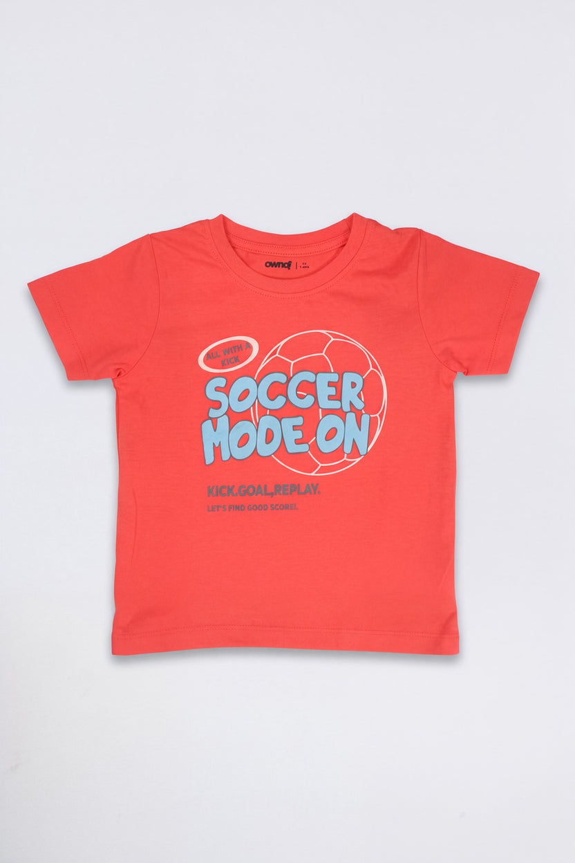 Red Graphic Printed Cotton Boys Co-ord Set - Image 2