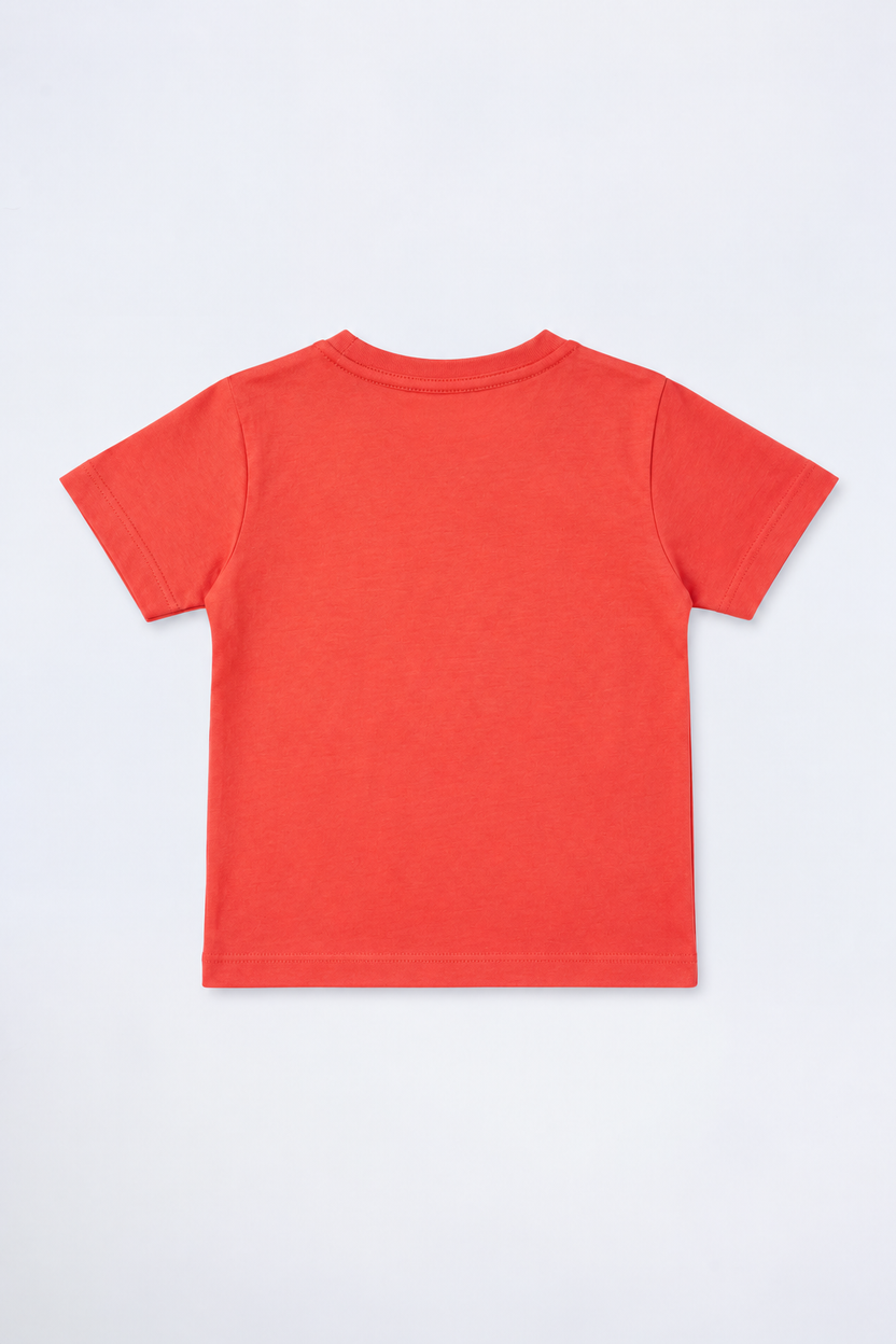 Red Graphic Printed Cotton Boys Co-ord Set - Image 4