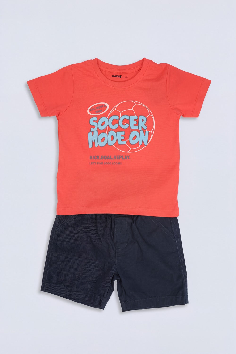 Red Graphic Printed Cotton Boys Co-ord Set - Image 6