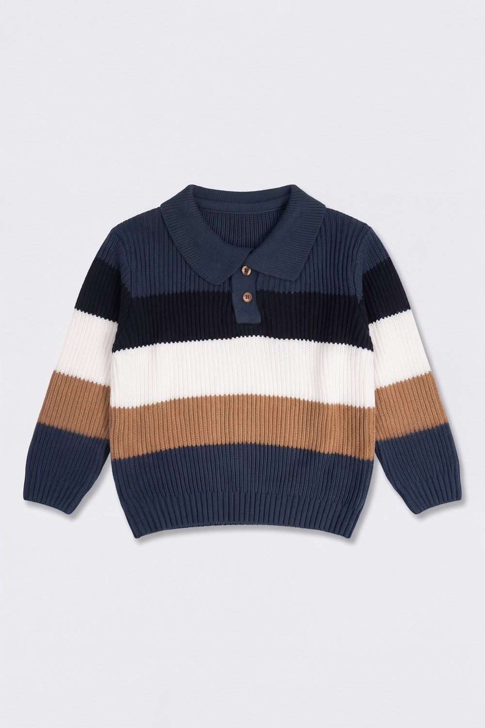 Multi-coloured Striped  Polo Relaxed Fit Sweater - Image 2
