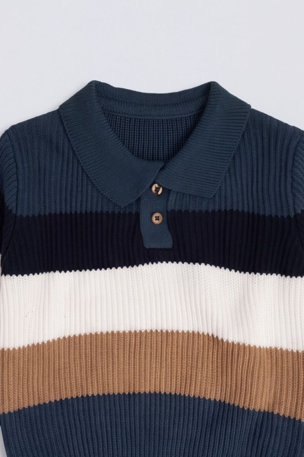 Multi-coloured Striped  Polo Relaxed Fit Sweater - Image 6