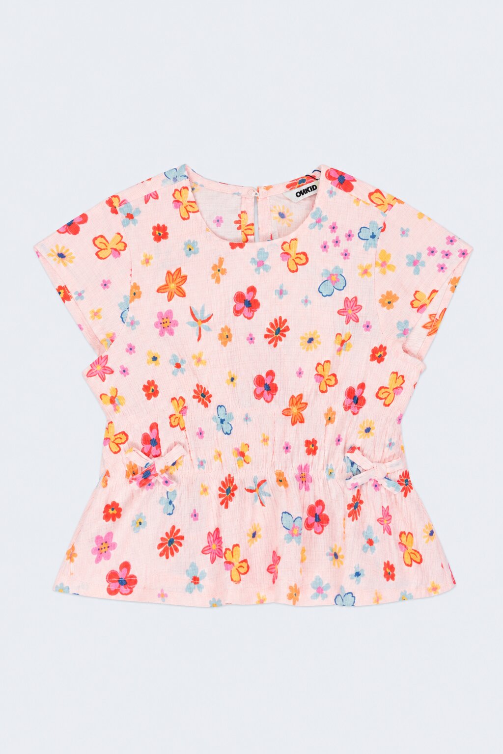 Peach Floral Poly Crinkle Girls Co-ord Set - Image 2
