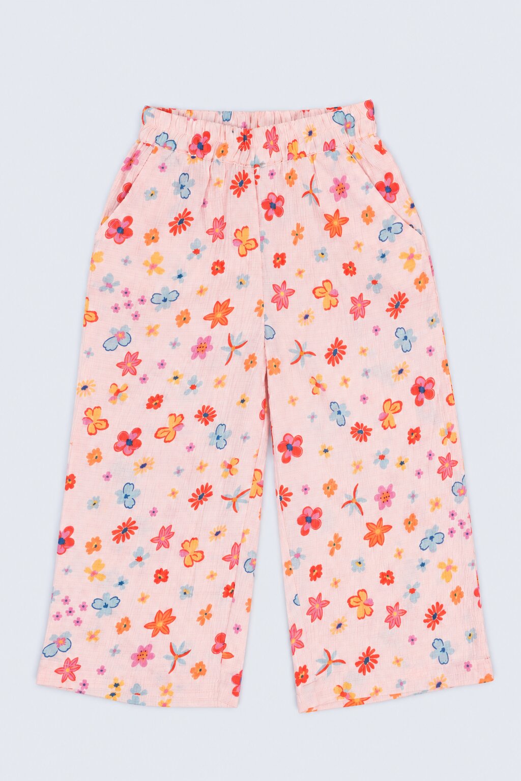 Peach Floral Poly Crinkle Girls Co-ord Set - Image 5