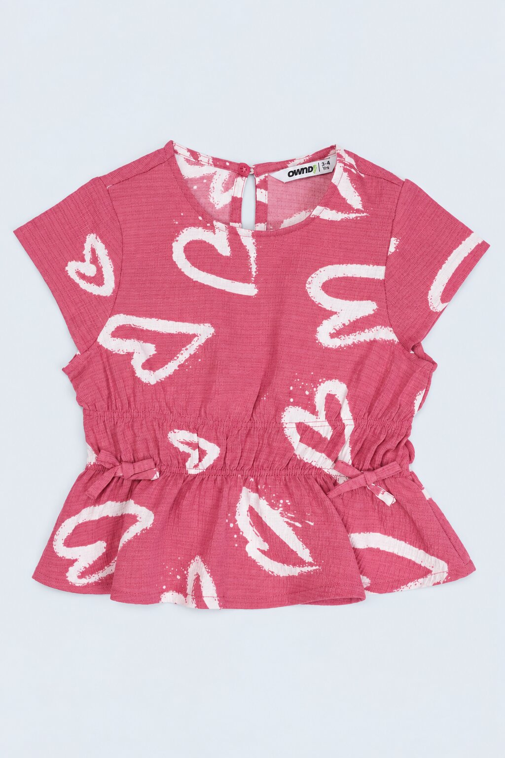 Pink Hearts Poly Crinkle Girls Co-ord Set - Image 2