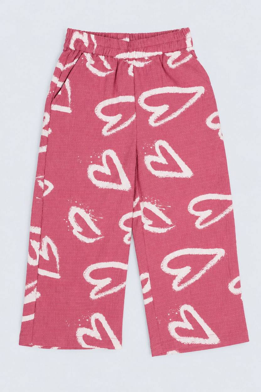 Pink Hearts Poly Crinkle Girls Co-ord Set - Image 5
