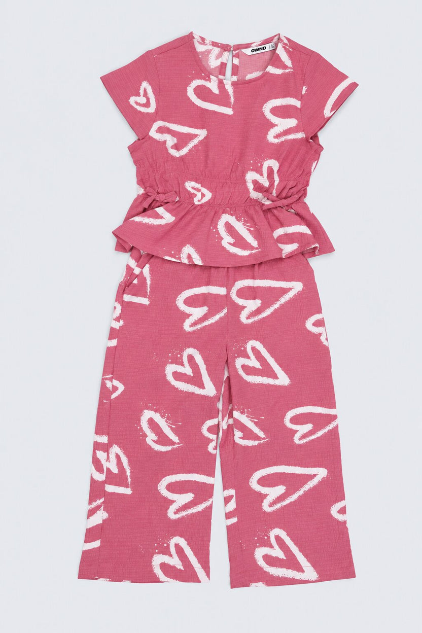Pink Hearts Poly Crinkle Girls Co-ord Set - Image 7
