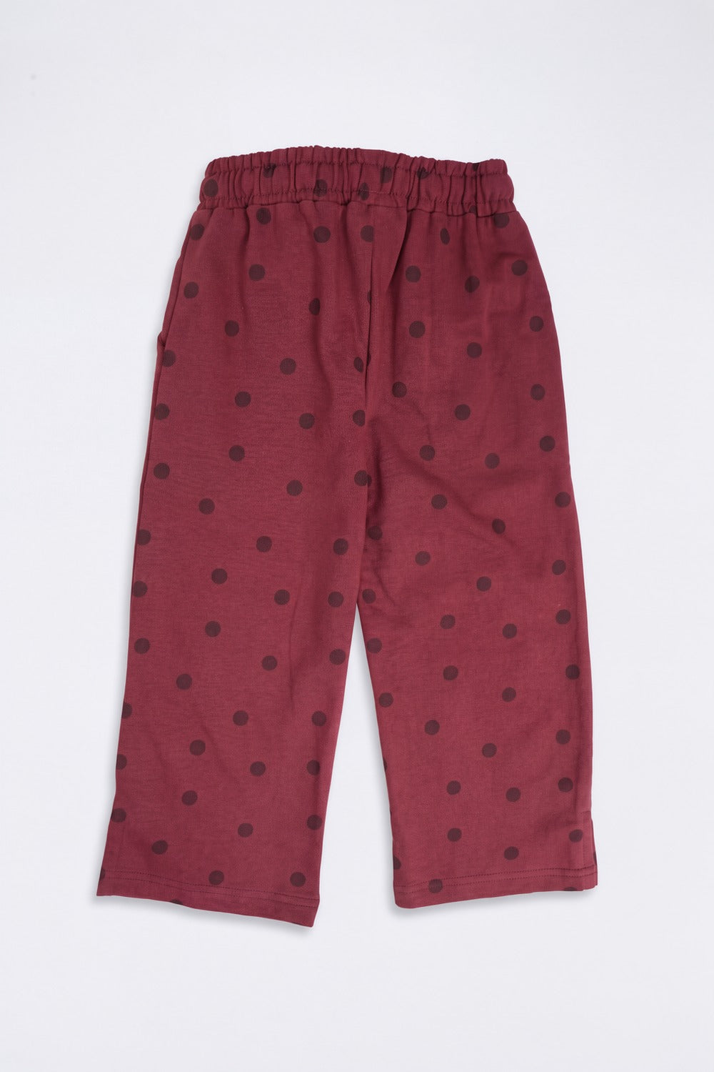 Maroon Polka Dots Cotton Girls Joggers - Image 4