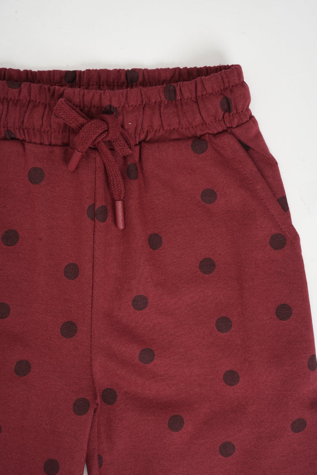 Maroon Polka Dots Cotton Girls Joggers - Image 5