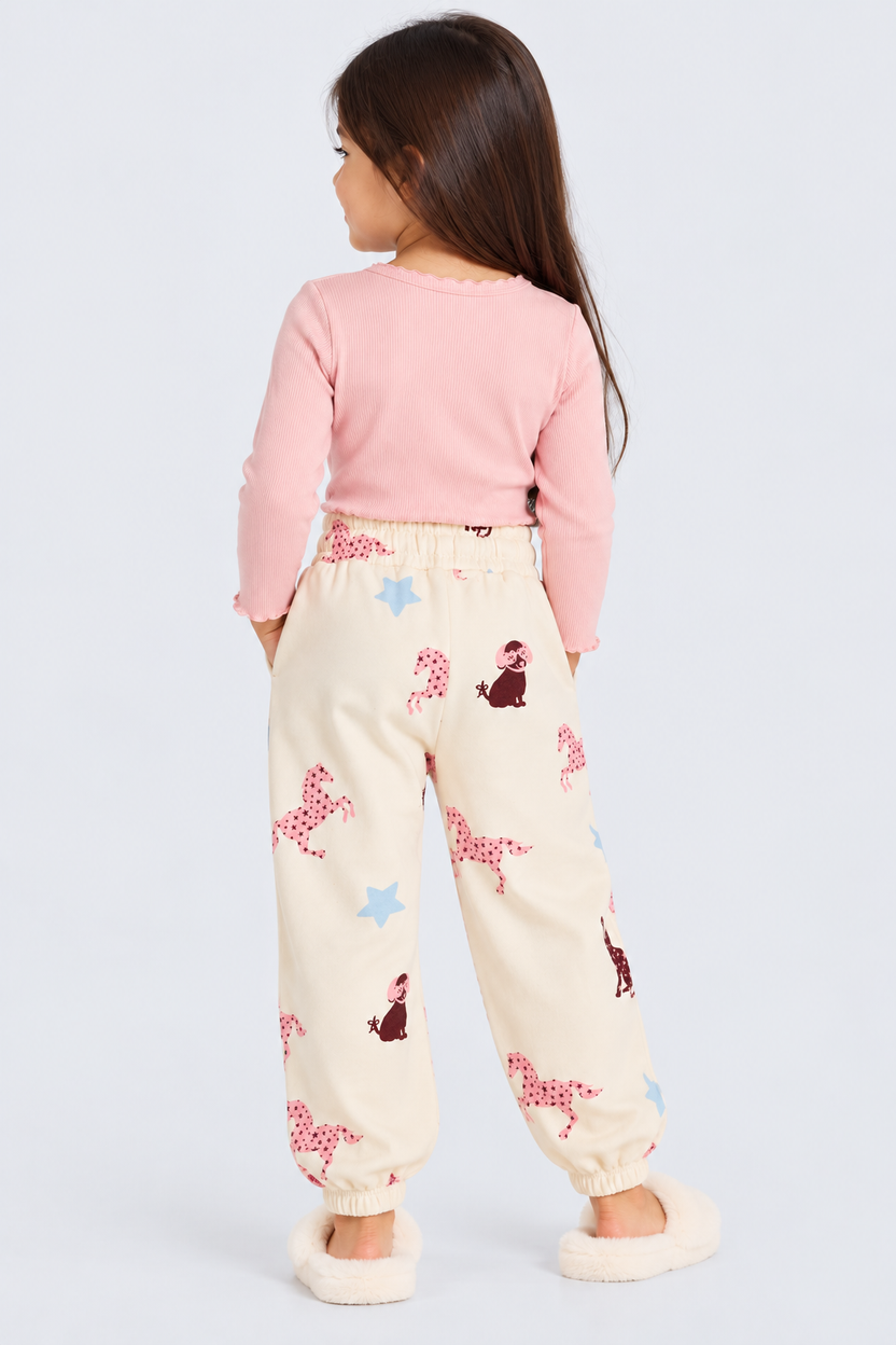 Off White Graphic Printed Girls Joggers - Image 4