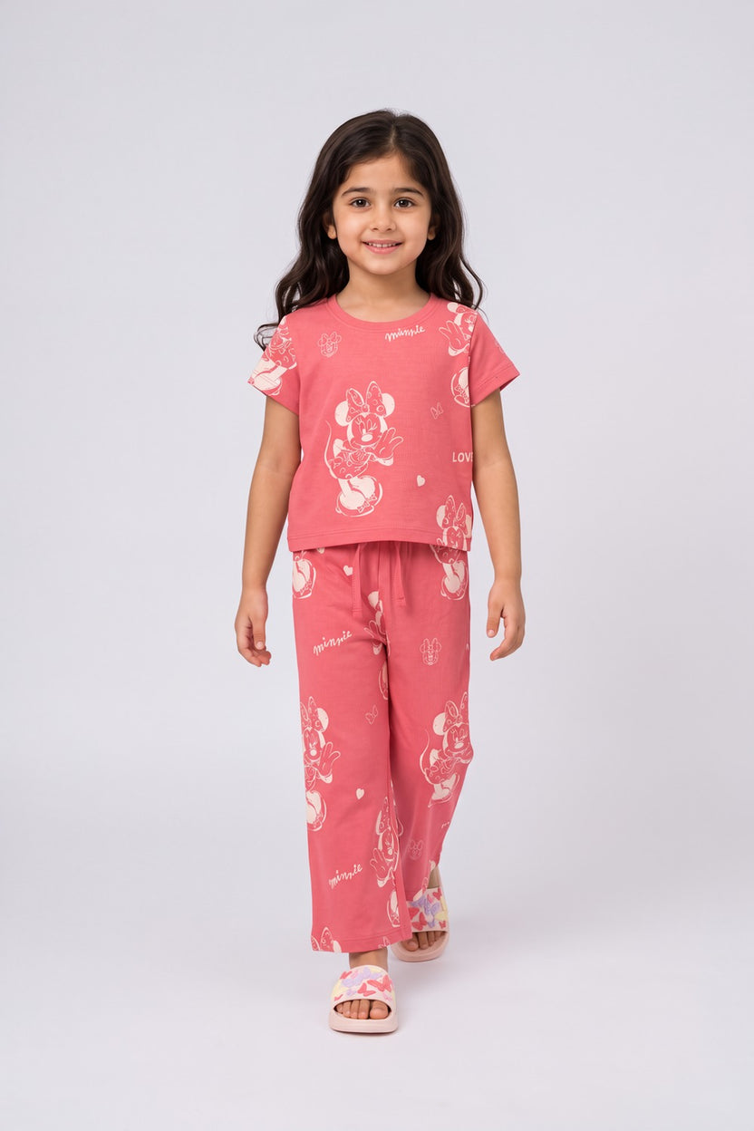 Red All - Over Printed Cotton Night Suit - Image 1