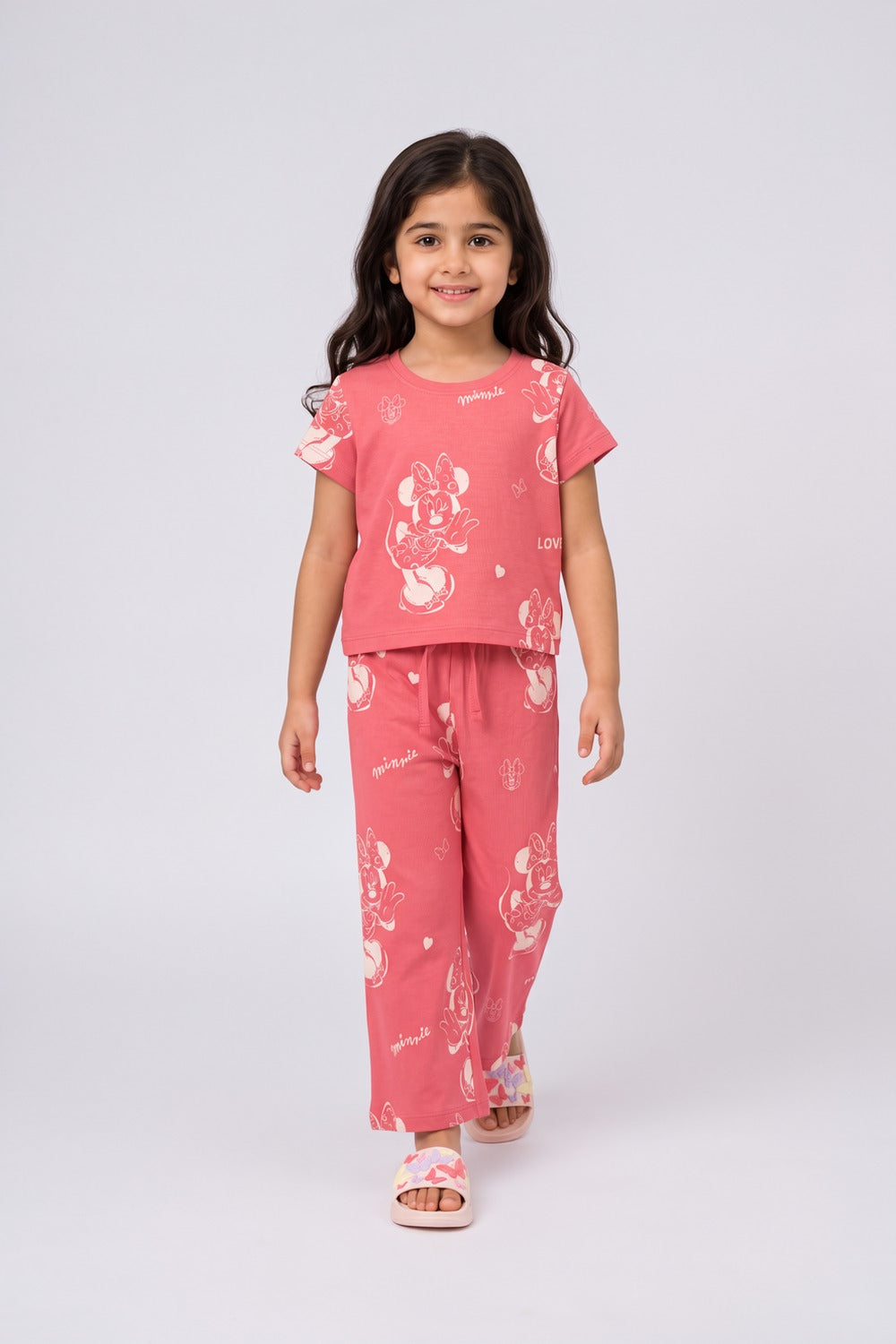 Red All - Over Printed Cotton Night Suit - Image 1
