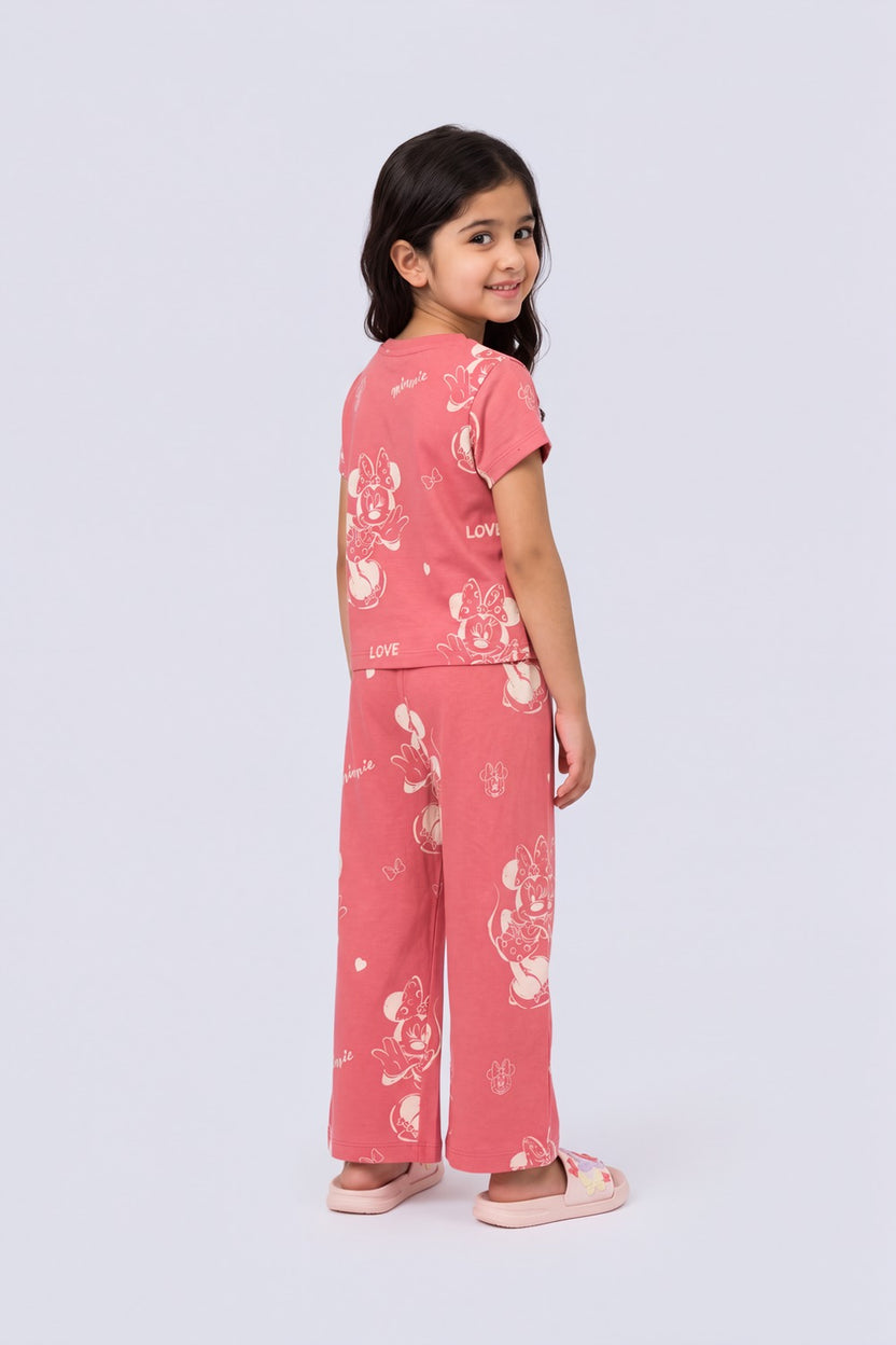 Red All - Over Printed Cotton Night Suit - Image 3