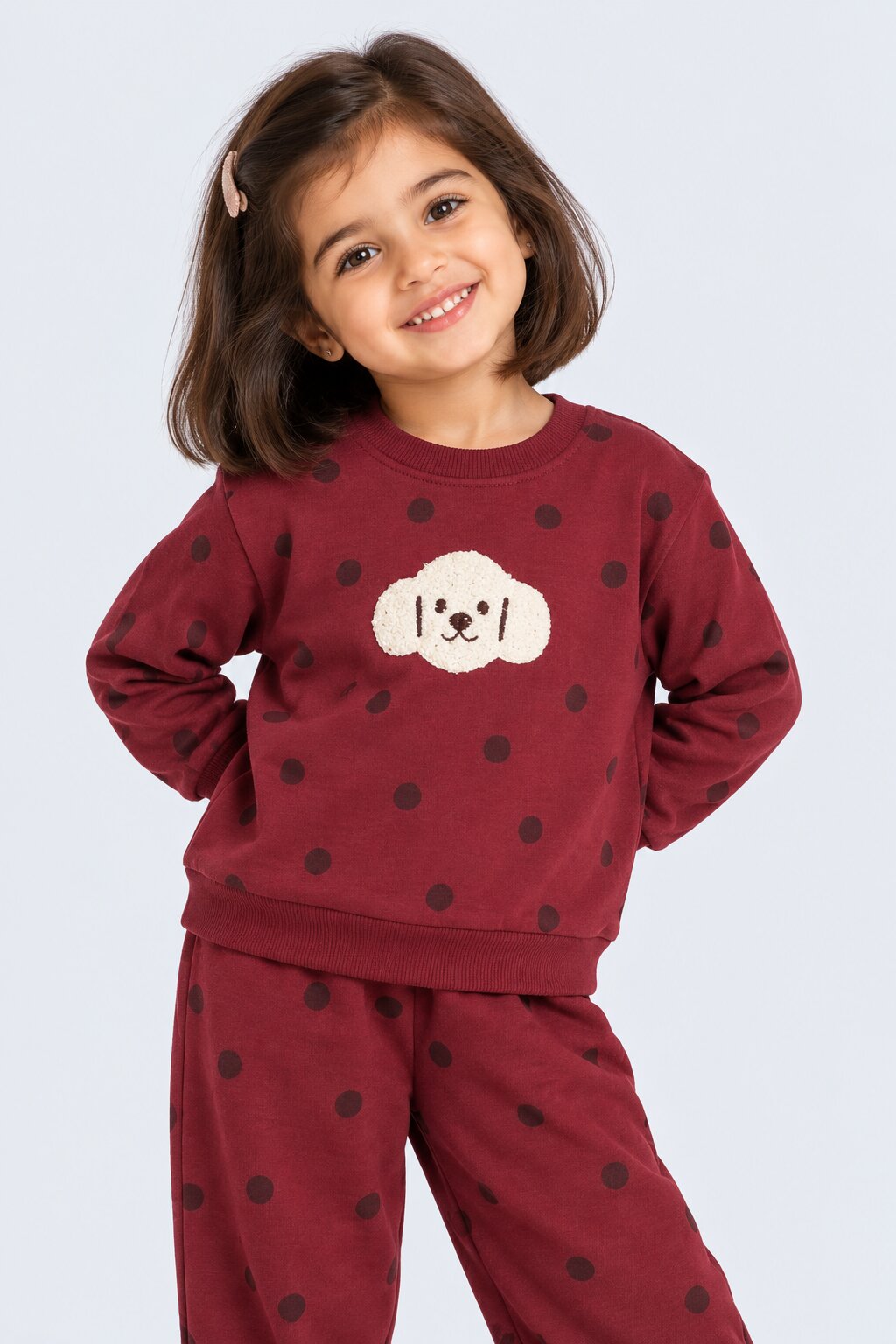 Maroon Polka Dots Relaxed Fit Sweatshirt - Image 1