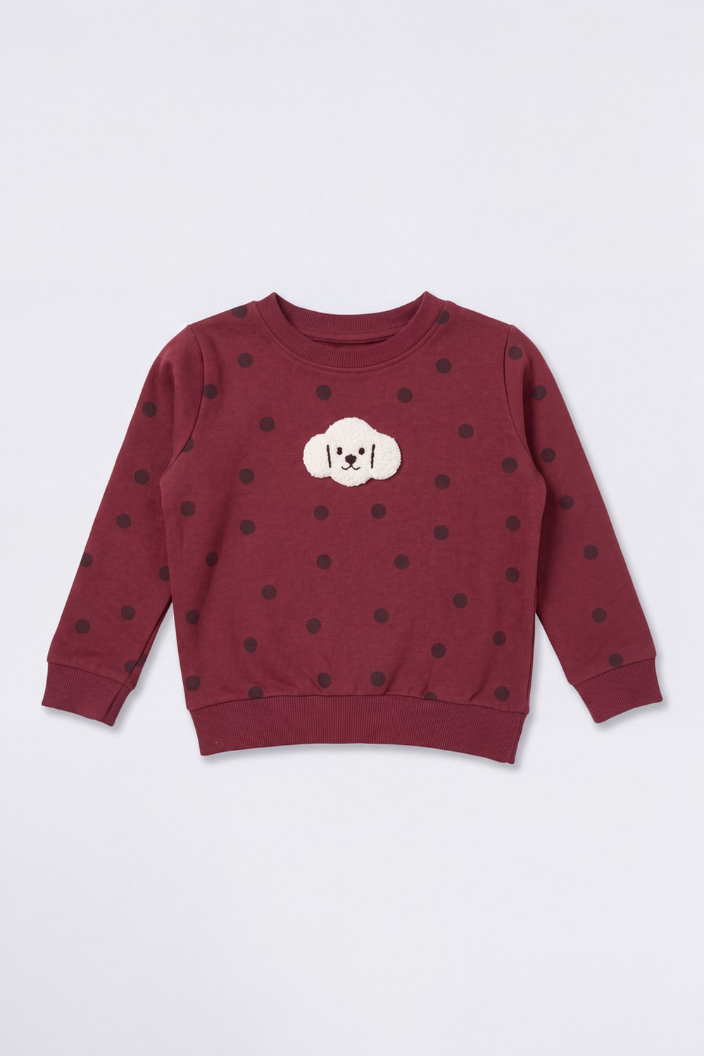 Maroon Polka Dots Relaxed Fit Sweatshirt - Image 2
