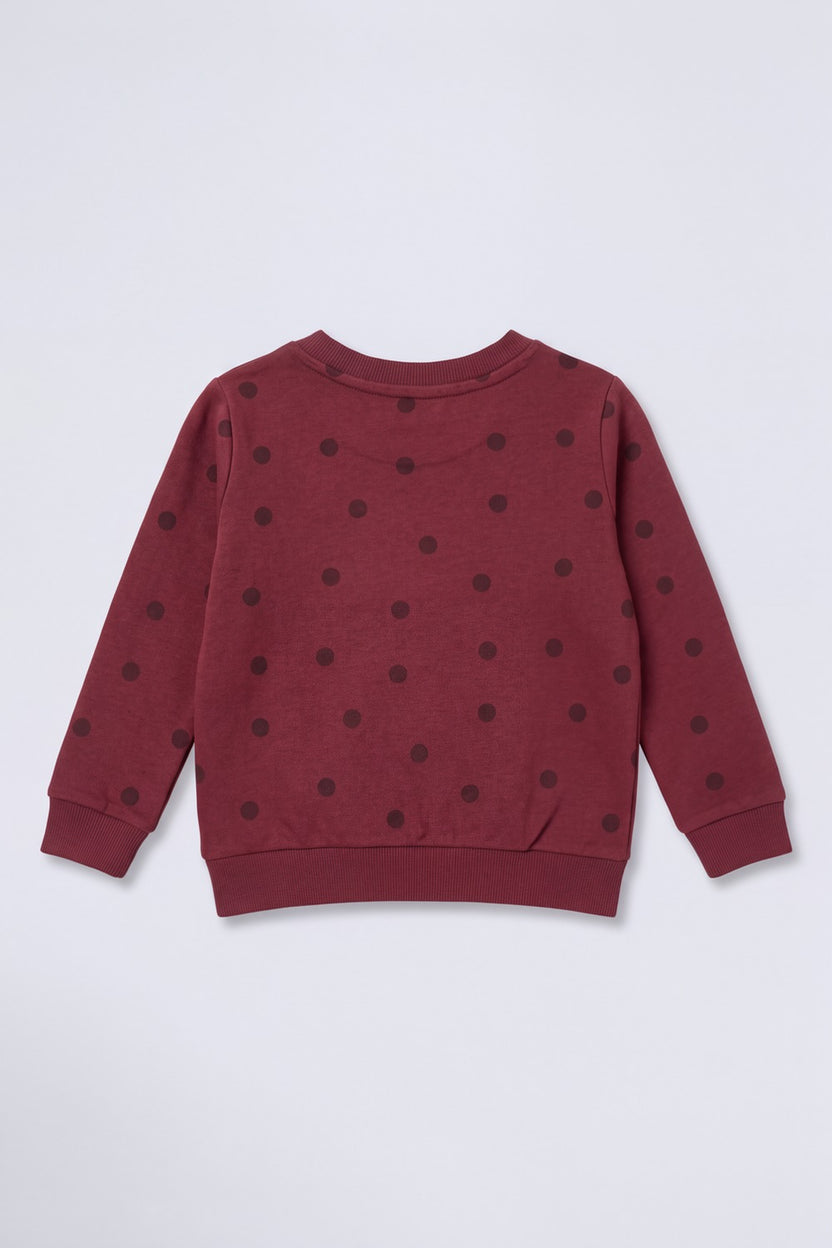 Maroon Polka Dots Relaxed Fit Sweatshirt - Image 4
