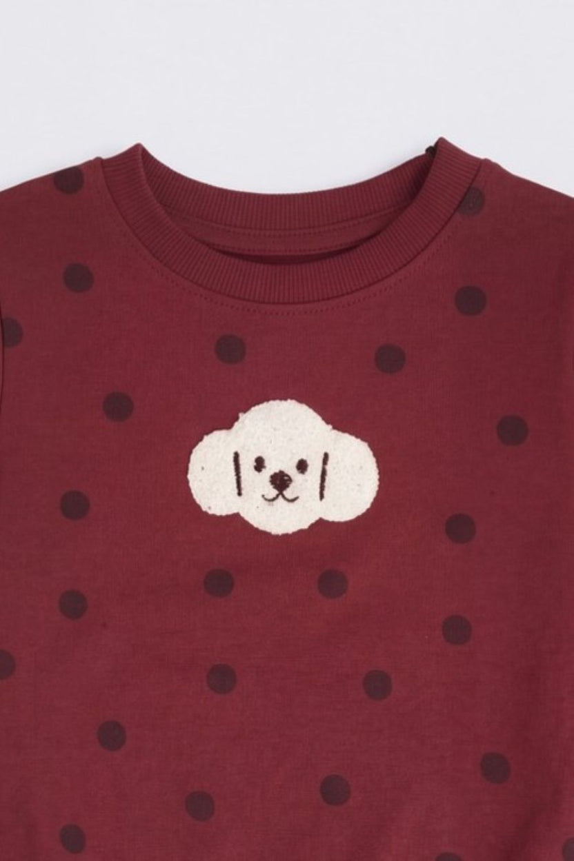 Maroon Polka Dots Relaxed Fit Sweatshirt - Image 5