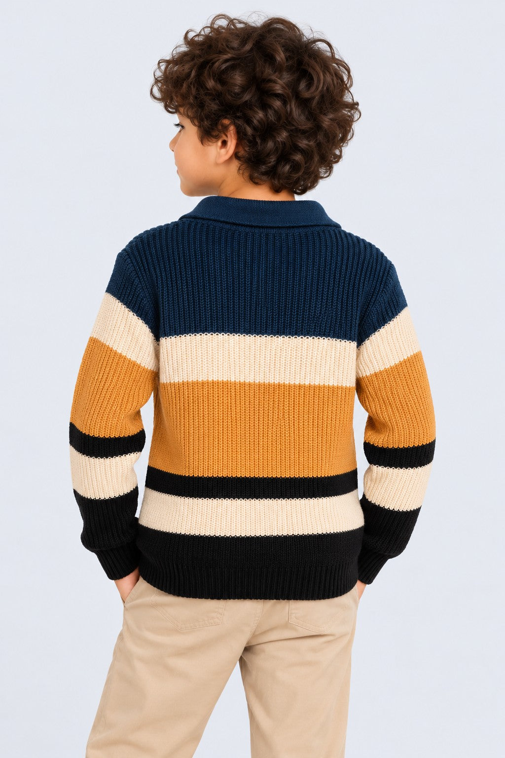 Tweens Boys Striped Collared Knit Sweater - Image 3
