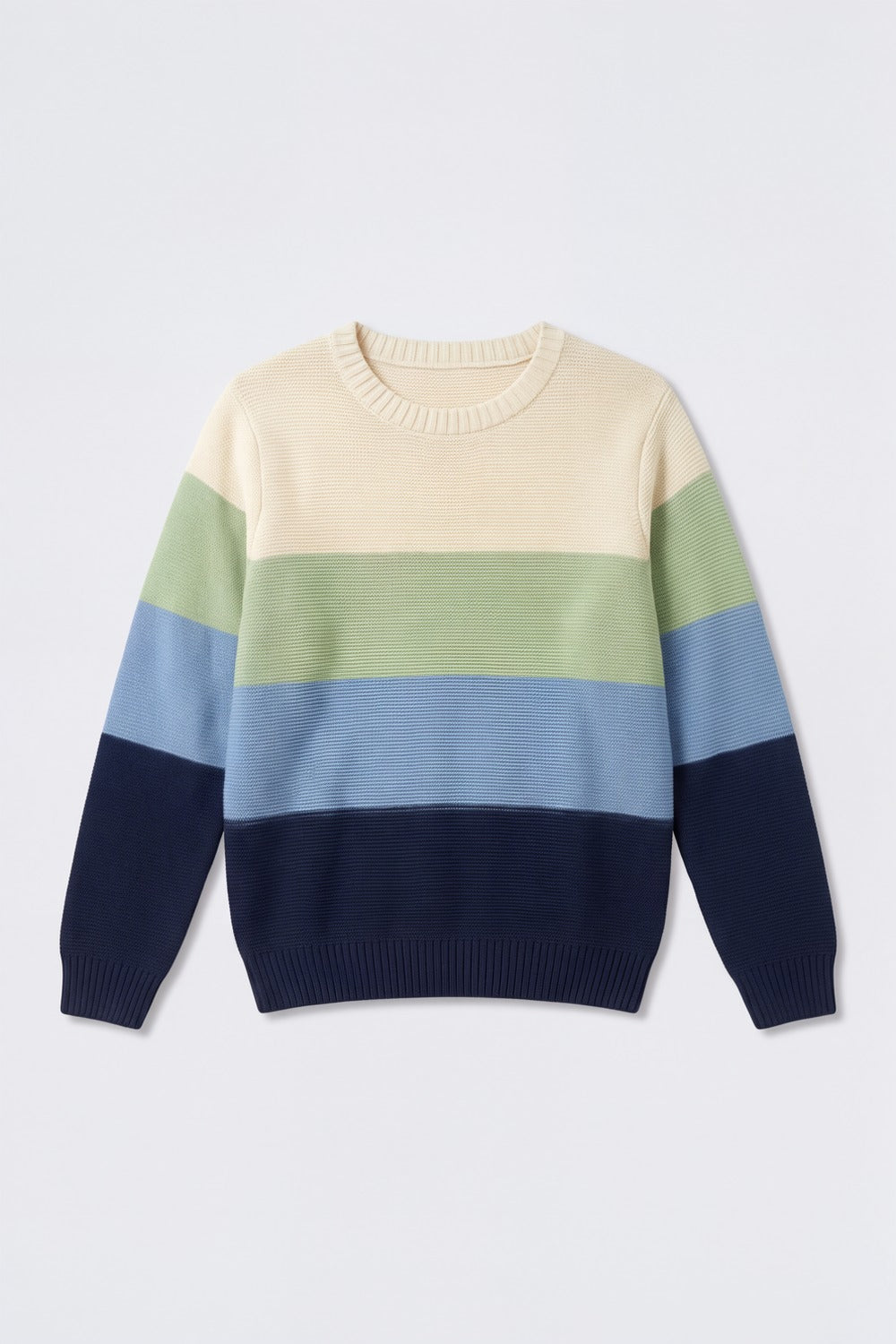 Tweens Boys Colorblock Striped Crew Neck Sweater - Image 2