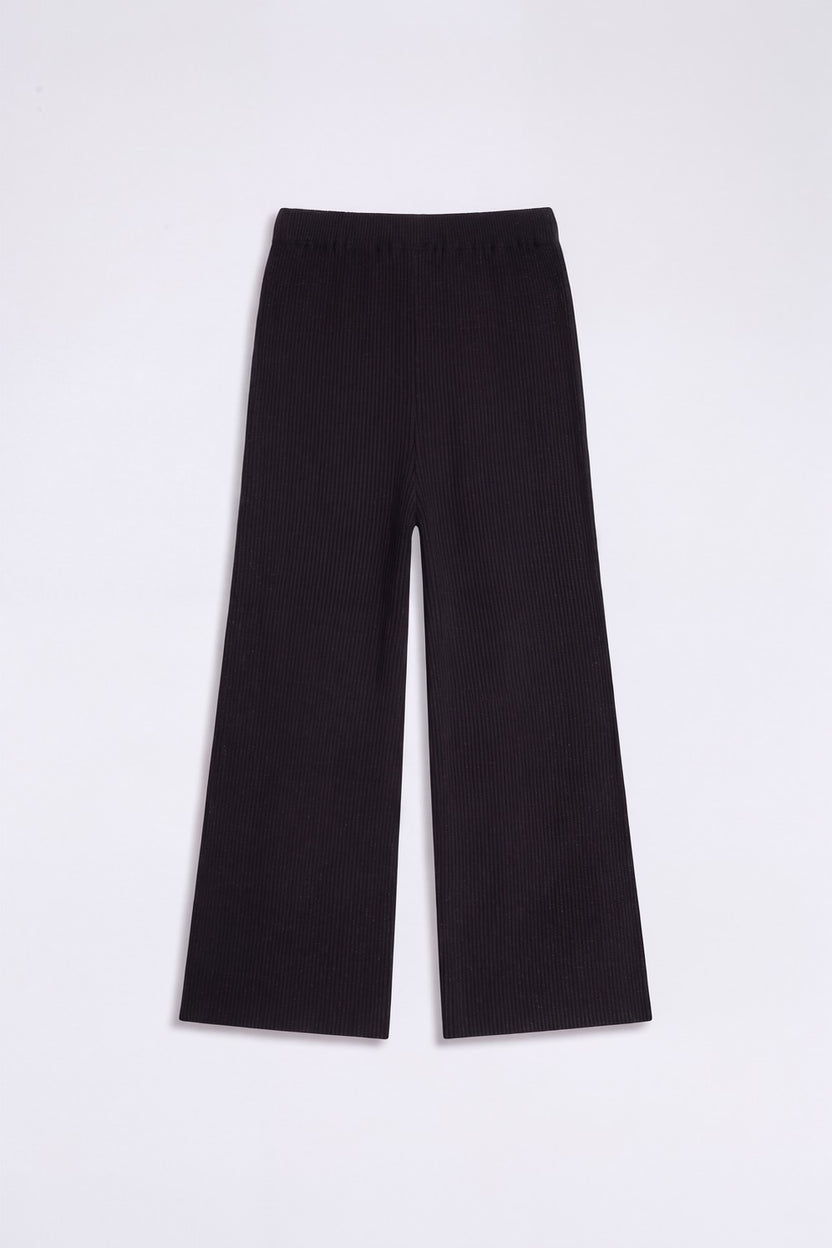 Tweens Girls Black Self Design Wide Leg Pant - Image 4