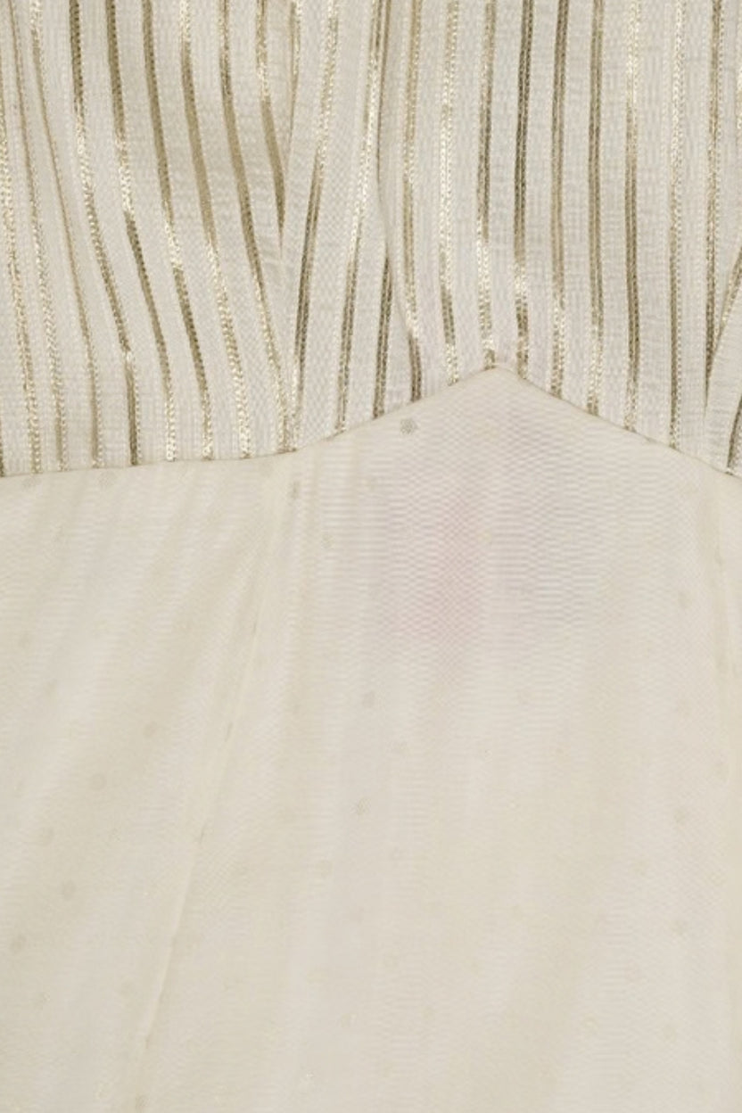 Off White Embellished Roman Silk Festive Dress - Image 8