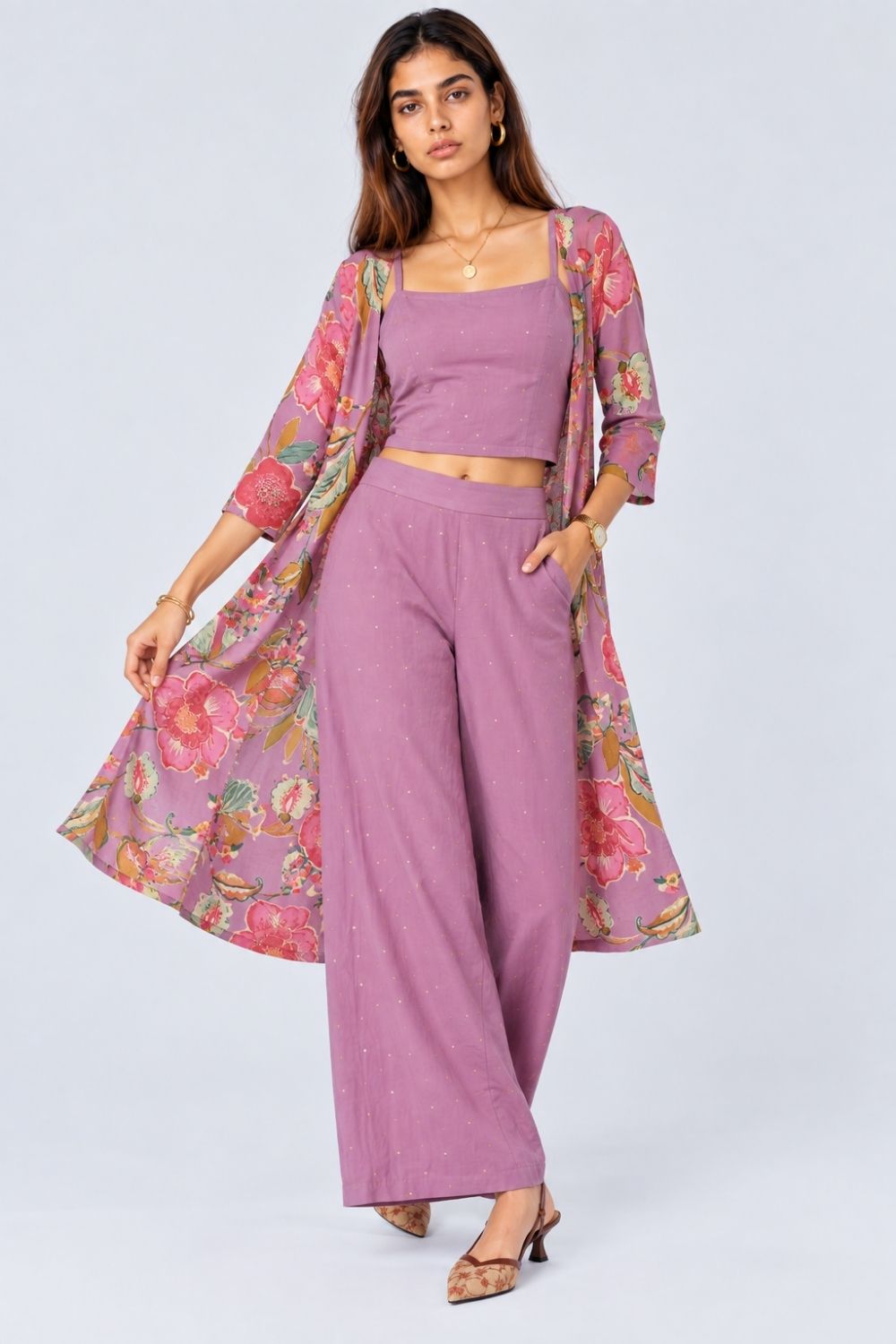Womens Lilac Three-Piece Floral Co-ord Set - Image 2