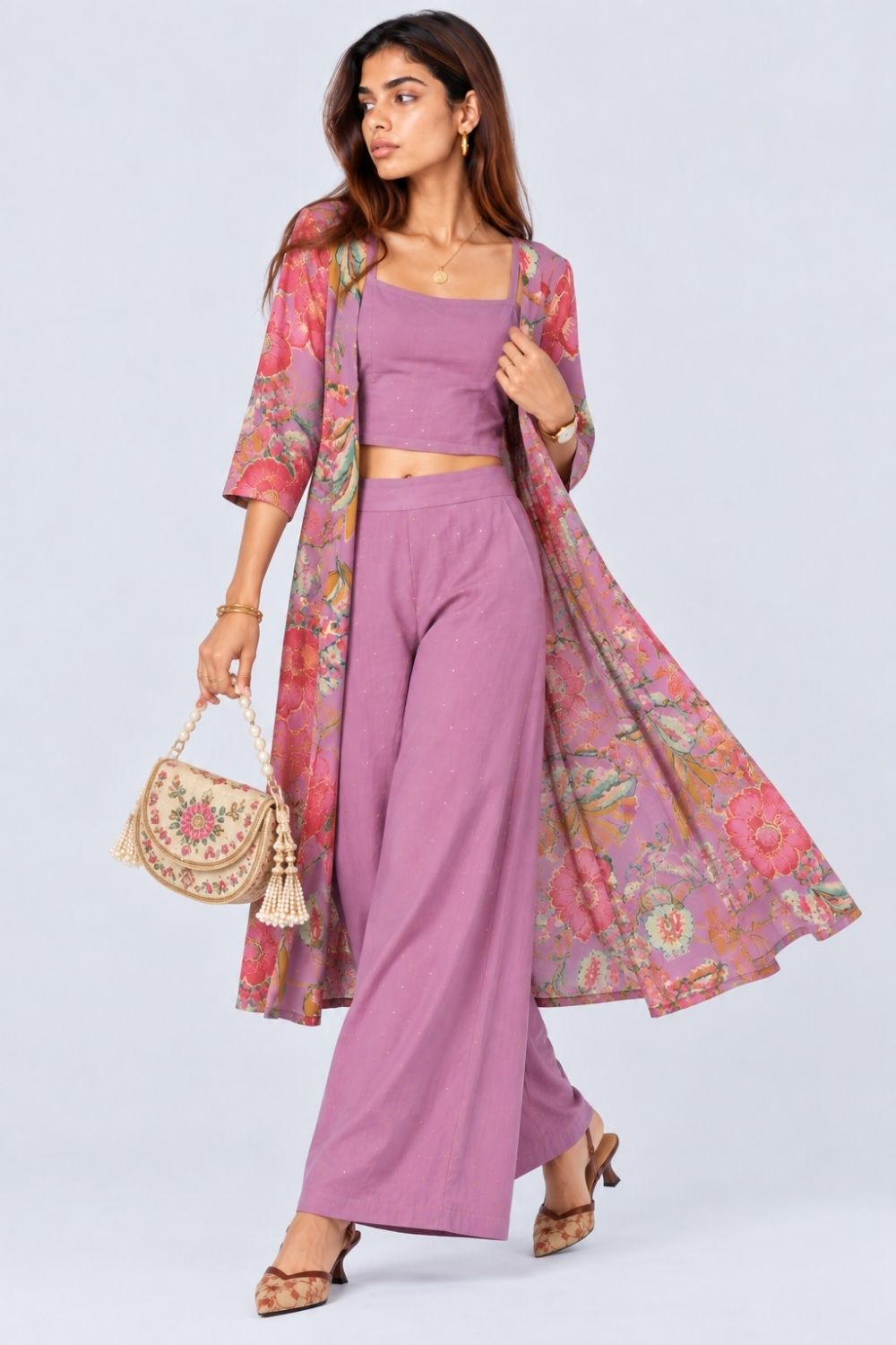 Womens Lilac Three-Piece Floral Co-ord Set - Image 7