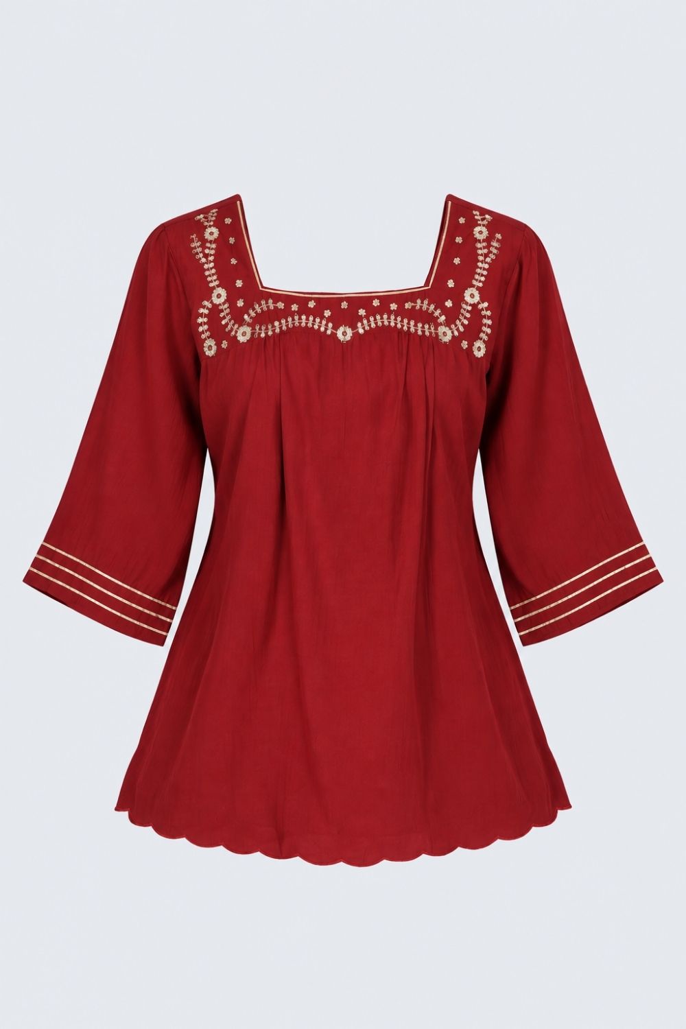 Womens Maroon Embroidered Kurta Palazzo Set - Image 7