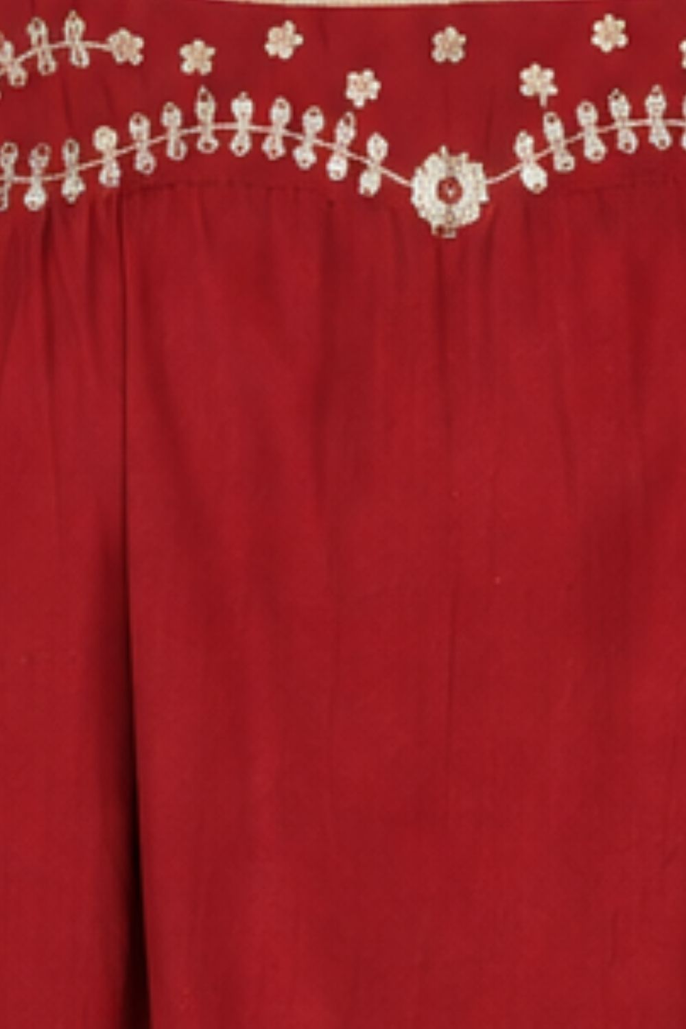 Womens Maroon Embroidered Kurta Palazzo Set - Image 8