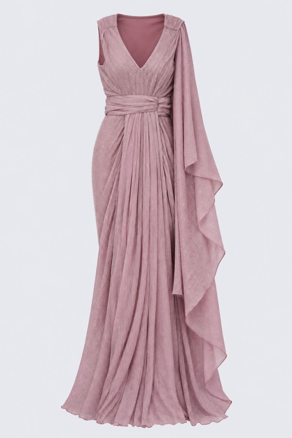 Womens Lilac Shimmer Draped Sari - Image 8