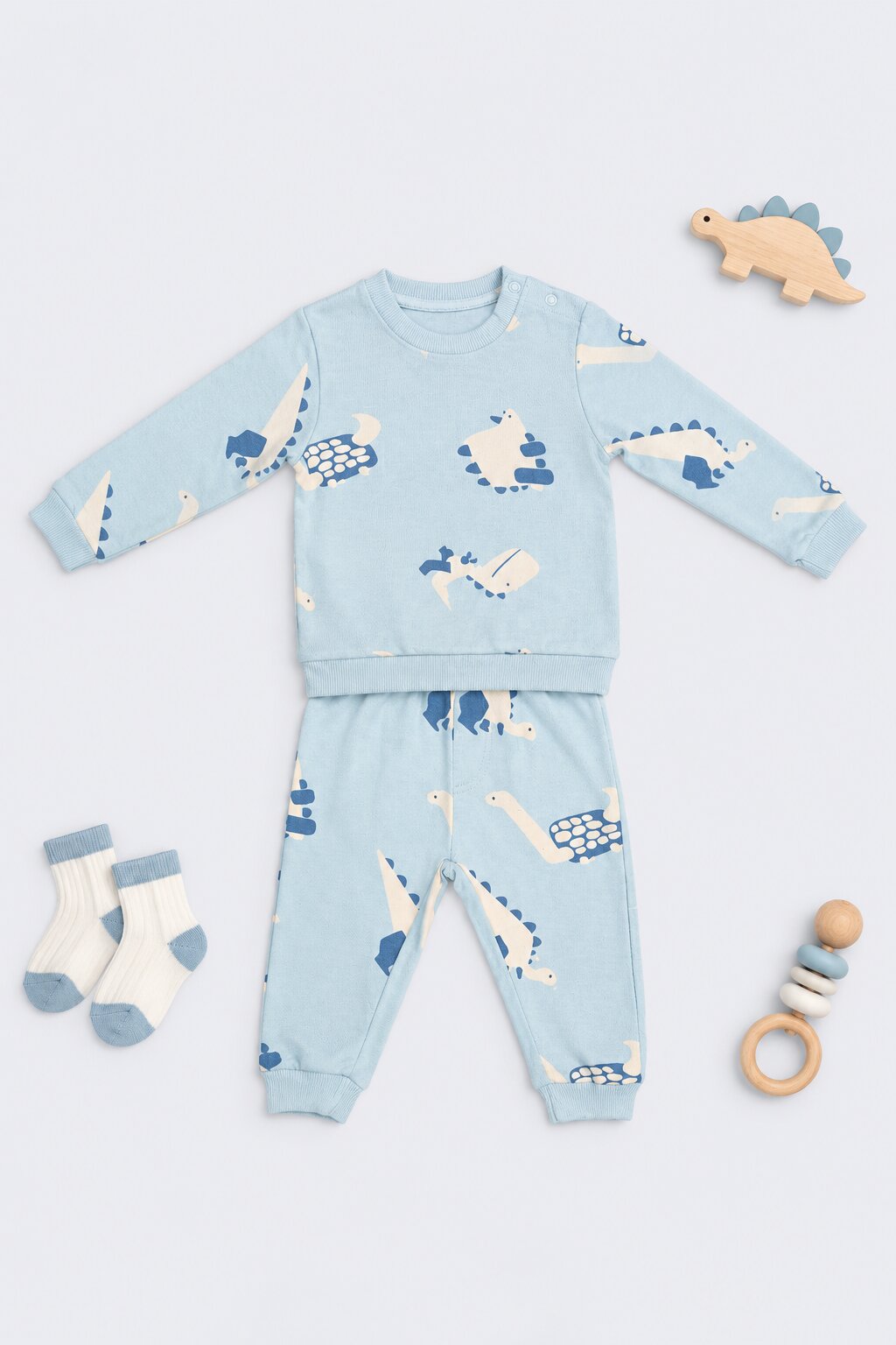 Infant Boys Blue Dinosaur Print Co-ord Set - Image 1