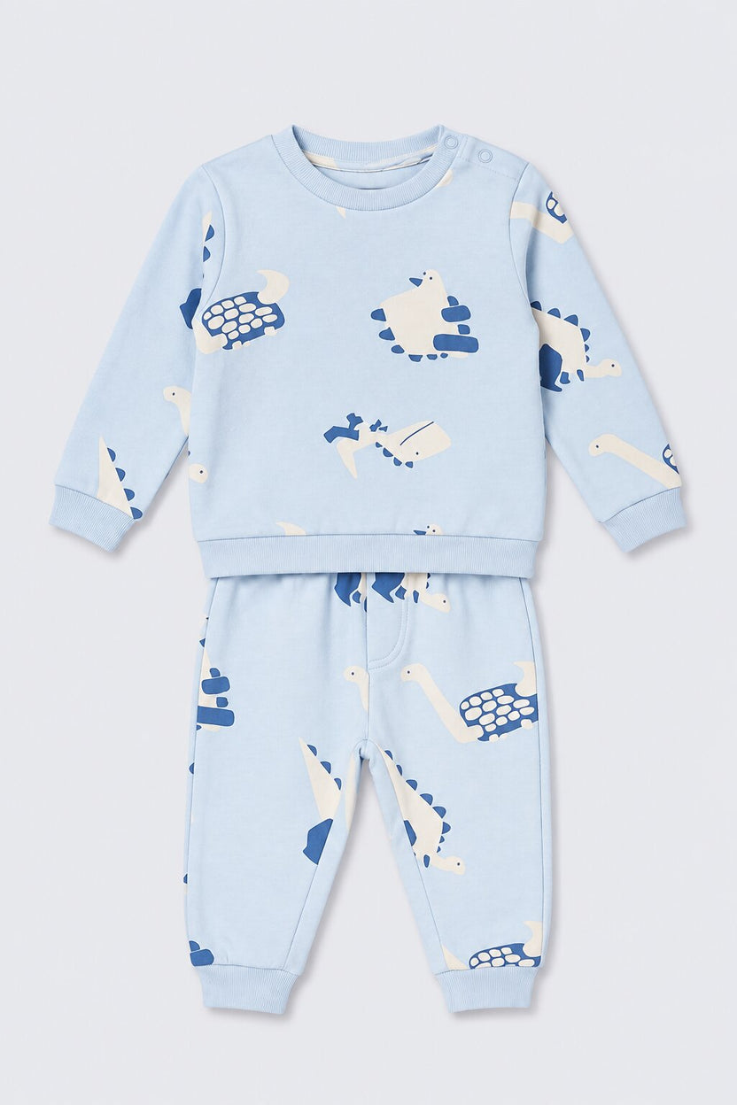 Infant Boys Blue Dinosaur Print Co-ord Set - Image 6